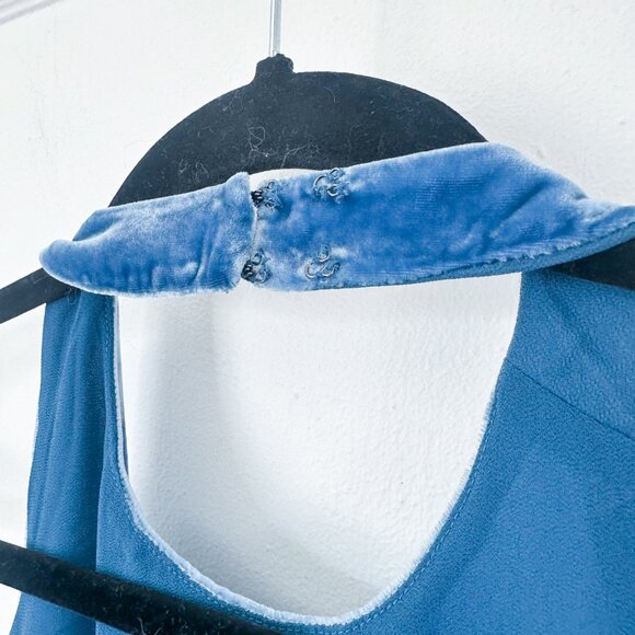 Reformation | Avielle Velvet Halter Mini Open Low Back Dress in Blue Size 0 - Picture 5 of 6